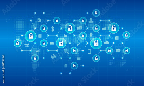 global business internet network connection security and digital cyber security background concept
