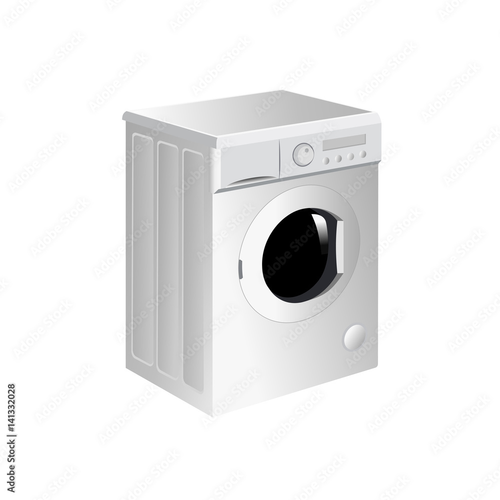 Illustration isometry white washing machine on black background Illustration isometry white washing machine on black background
