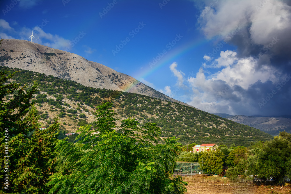 Rainbow in Agia Efimia, Kefalonia island Greece