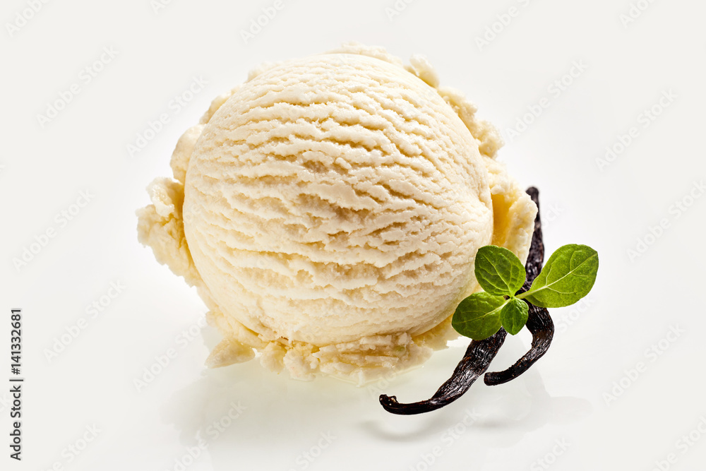 Scoop Of Vanilla Ice Cream With Vanilla Beans Stock Photo Adobe Stock