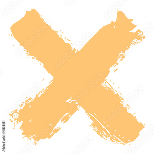 Yellow criss cross brushstroke delete sign