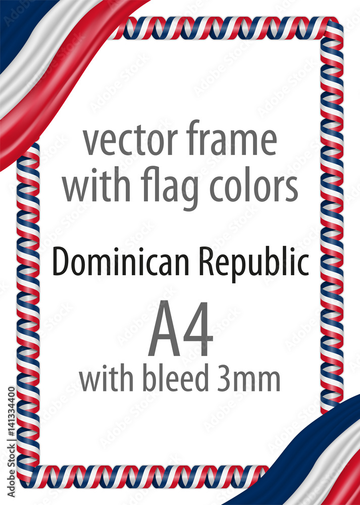 Obraz premium Frame and border of ribbon with the colors of the Dominican Republic flag
