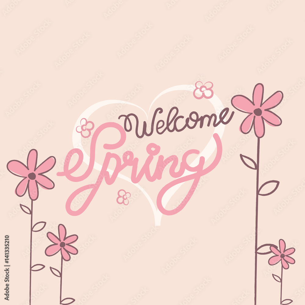 Spring Hand Drawn Lettering Greeting Background Spring Hand Drawn Lettering Greeting Background