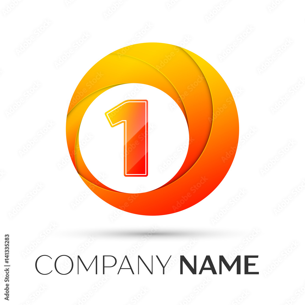 Number one vector logo symbol in the colorful circle on grey background