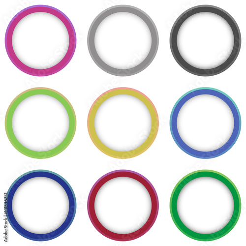 Set of colorful round shapes. Abstract rings for design with place for text