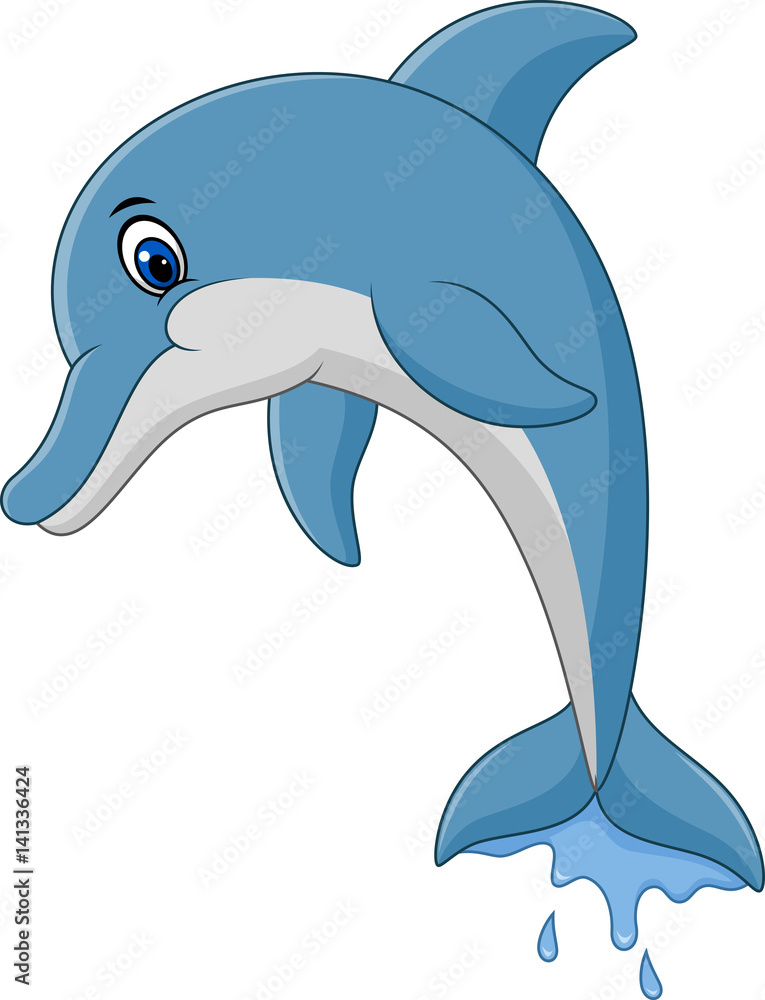 Obraz premium Cartoon dolphin jumping