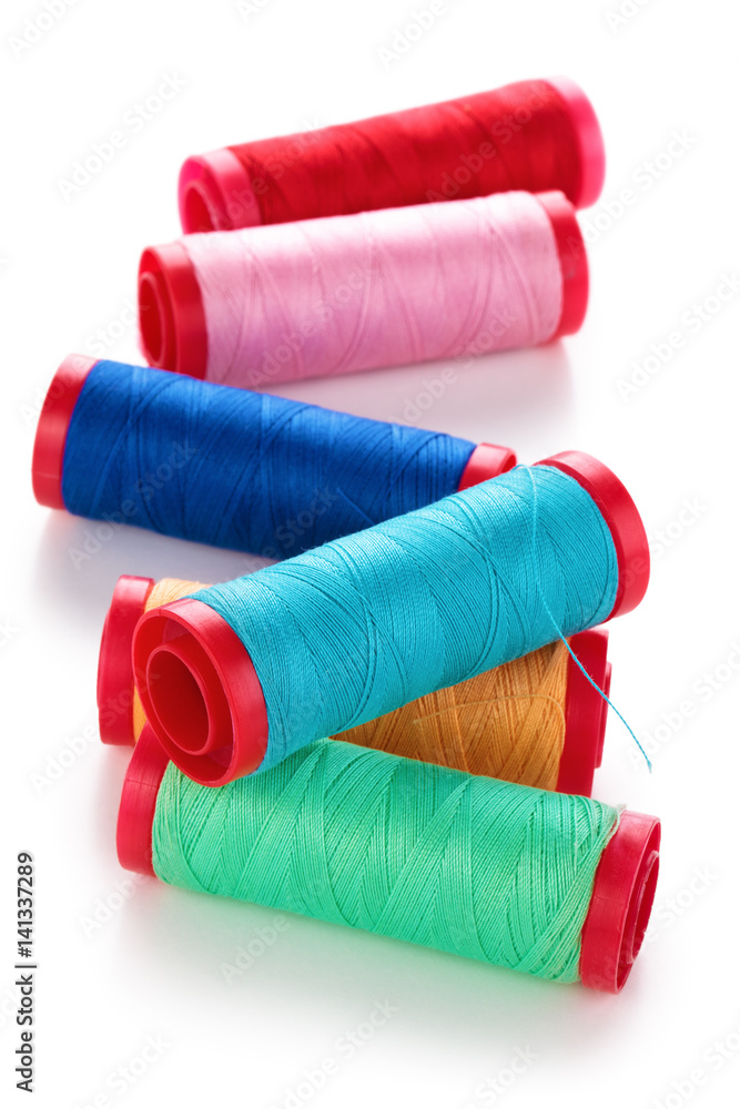 Set of colorful spools.