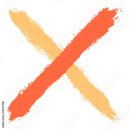Colored criss cross brushstroke delete sign