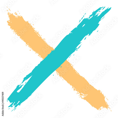 Colored criss cross brushstroke delete sign
