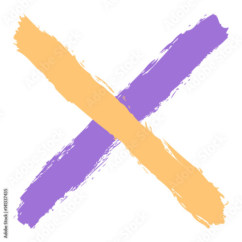 Colored criss cross brushstroke delete sign