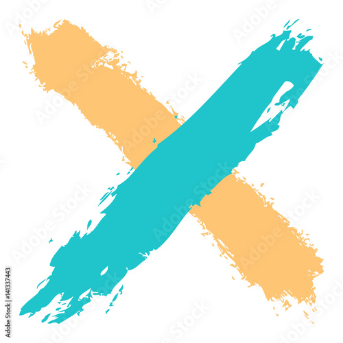 Colored criss cross brushstroke delete sign