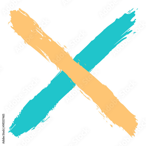 Colored criss cross brushstroke delete sign