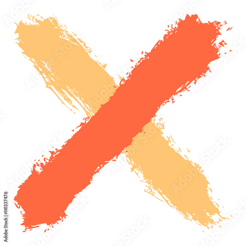 Colored criss cross brushstroke delete sign