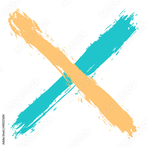 Colored criss cross brushstroke delete sign