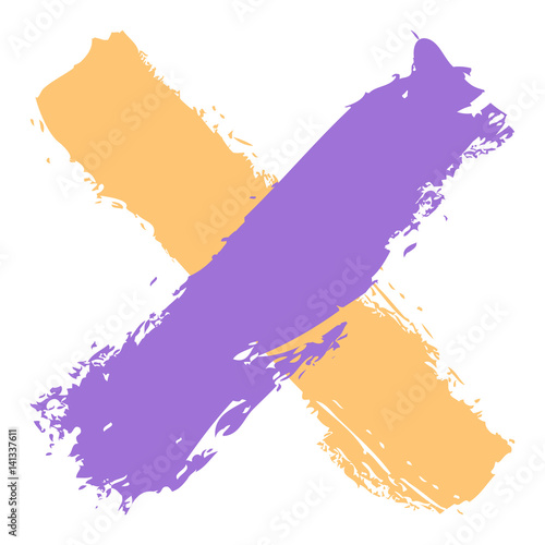 Colored criss cross brushstroke delete sign