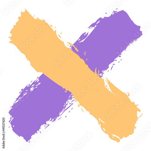 Colored criss cross brushstroke delete sign