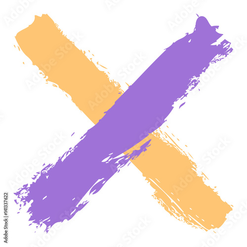Colored criss cross brushstroke delete sign