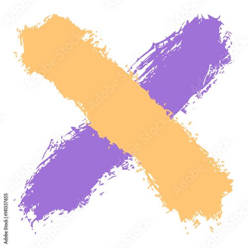 Colored criss cross brushstroke delete sign