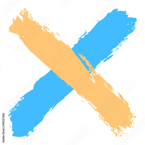 Colored criss cross brushstroke delete sign