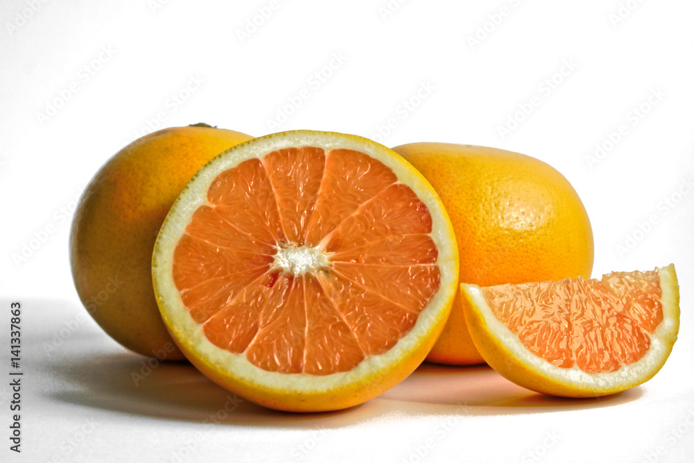 Closeup of grapefruits on a white background Closeup of grapefruits on a white background