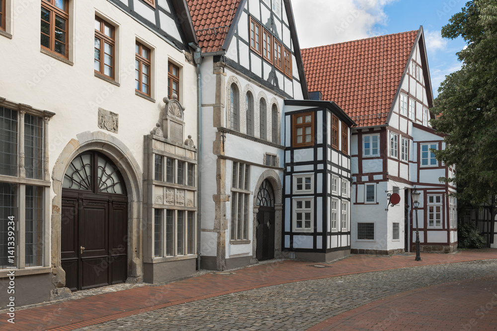 Historische Häuserzeile in der Ritterstraße, Minden, Deutschland