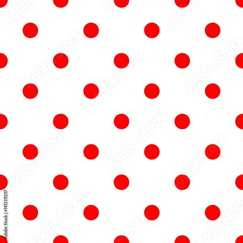 Seamless polka dot pattern. Red dots on white background. Vector illustration.