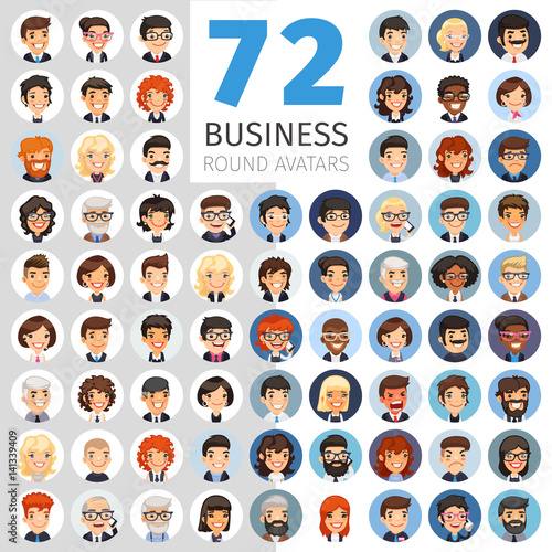 Flat Businessmen Round Avatars Big Collection photo