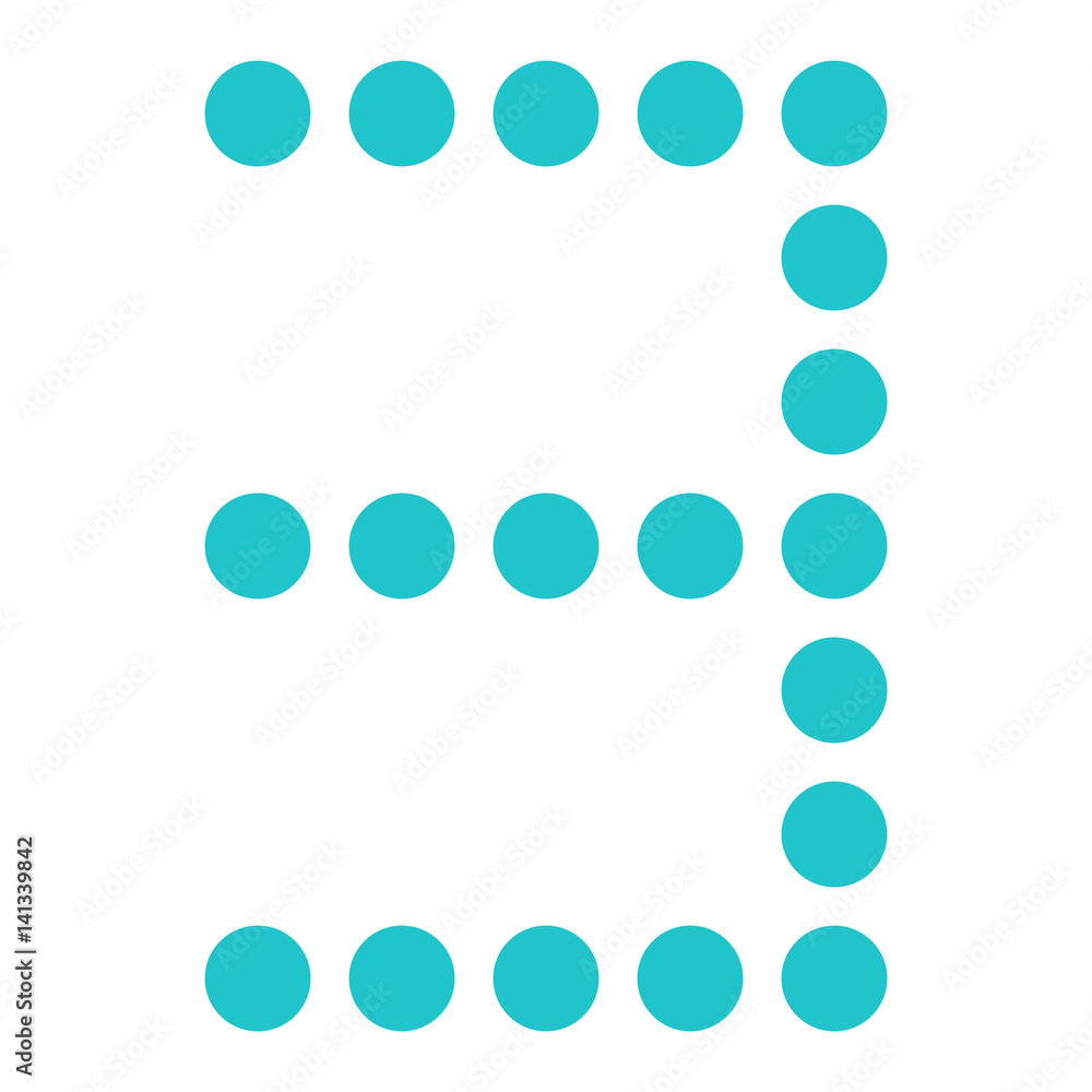 Digital number three 3 display board round dot Digital number three 3 display board round dot