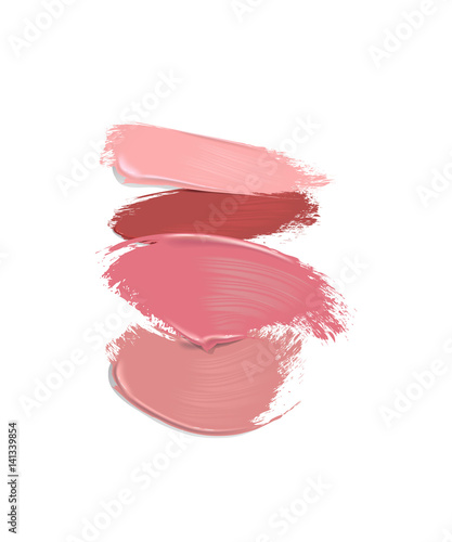 Collection of lipstick smears on white background