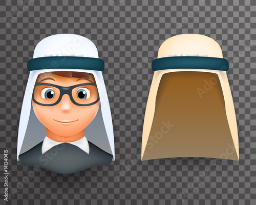 Arab keffiyeh mask on boys head 3d design template vector illustration