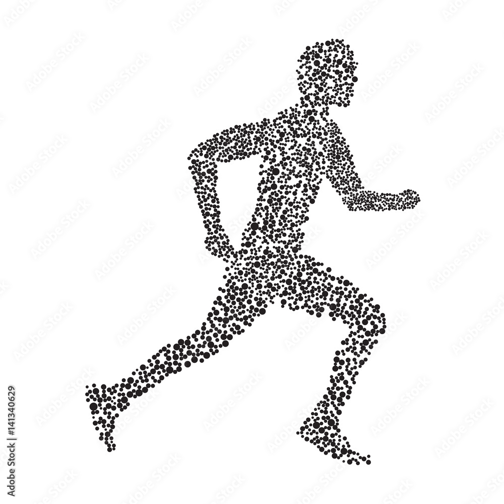 The silhouette of a runner from circles black The silhouette of a runner from circles black