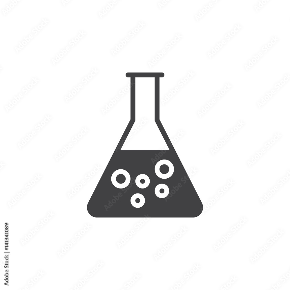 Flask, beaker icon vector, filled flat sign, solid pictogram isolated on white. Chemical laboratory glassware symbol, logo illustration. Pixel perfect Flask, beaker icon vector, filled flat sign, solid pictogram isolated on white. Chemical laboratory glassware symbol, logo illustration. Pixel perfect