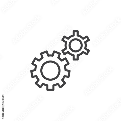 Gear, settings, preferences line icon, outline vector sign, linear style pictogram isolated on white. Symbol, logo illustration. Editable stroke. Pixel perfect
