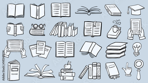 Set of book doodles