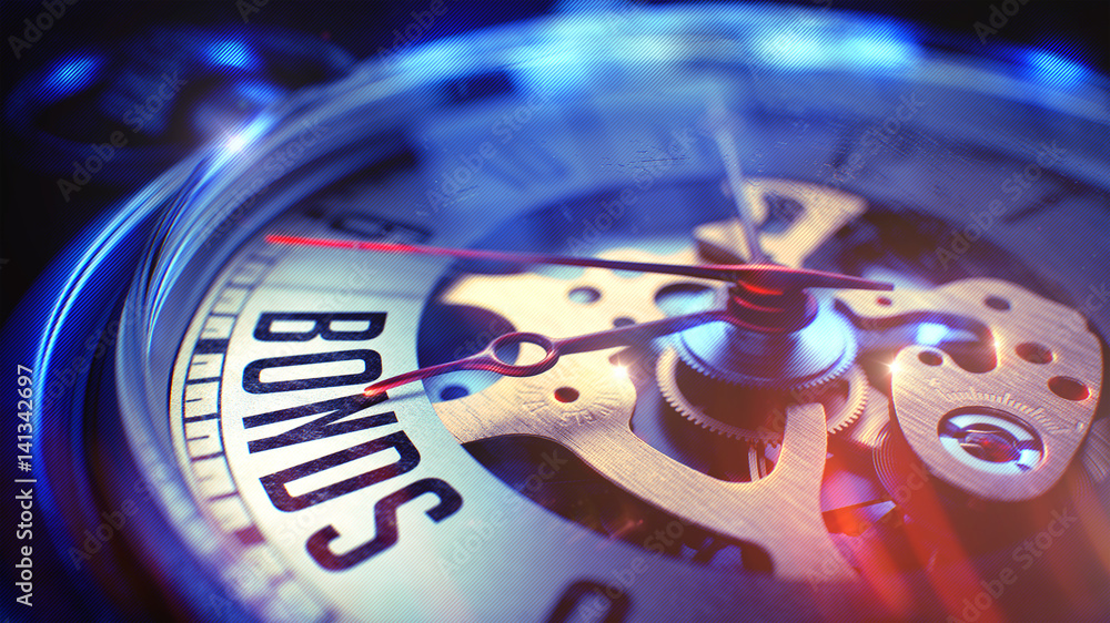 Obraz premium Bonds - Phrase on Vintage Pocket Clock. 3D Illustration.