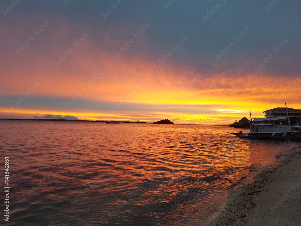 Sunset in Malapasqua. Island in the Philippines