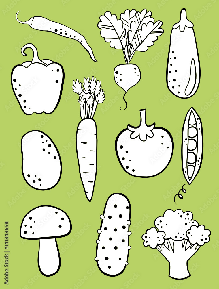 Set of hand drawn vegetables Set of hand drawn vegetables