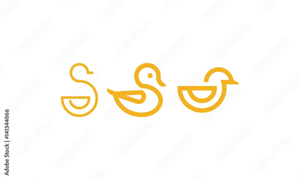 Naklejka premium Tri Bundle Line Duck Logo