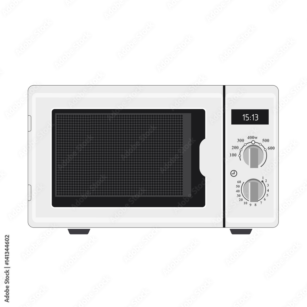 Illustration realistic white microwave on white background Illustration realistic white microwave on white background