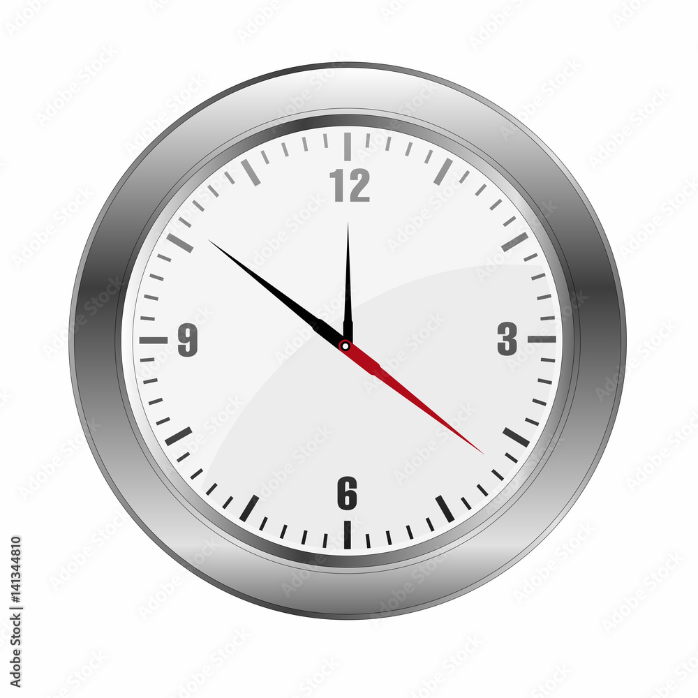 Illustration realistic wall clock on white background Illustration realistic wall clock on white background