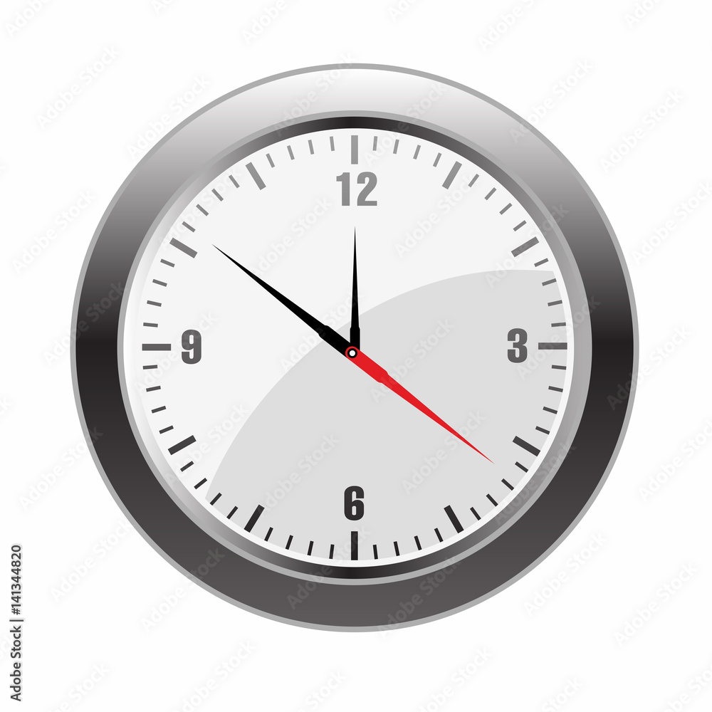 Illustration realistic wall clock on white background Illustration realistic wall clock on white background