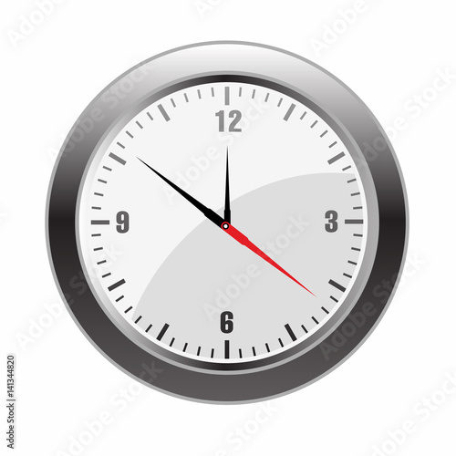 Illustration realistic wall clock on white background