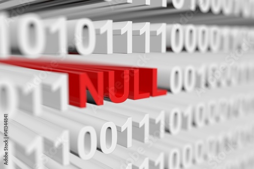 фотографія NULL in a binary code with blurred background 3D illustration