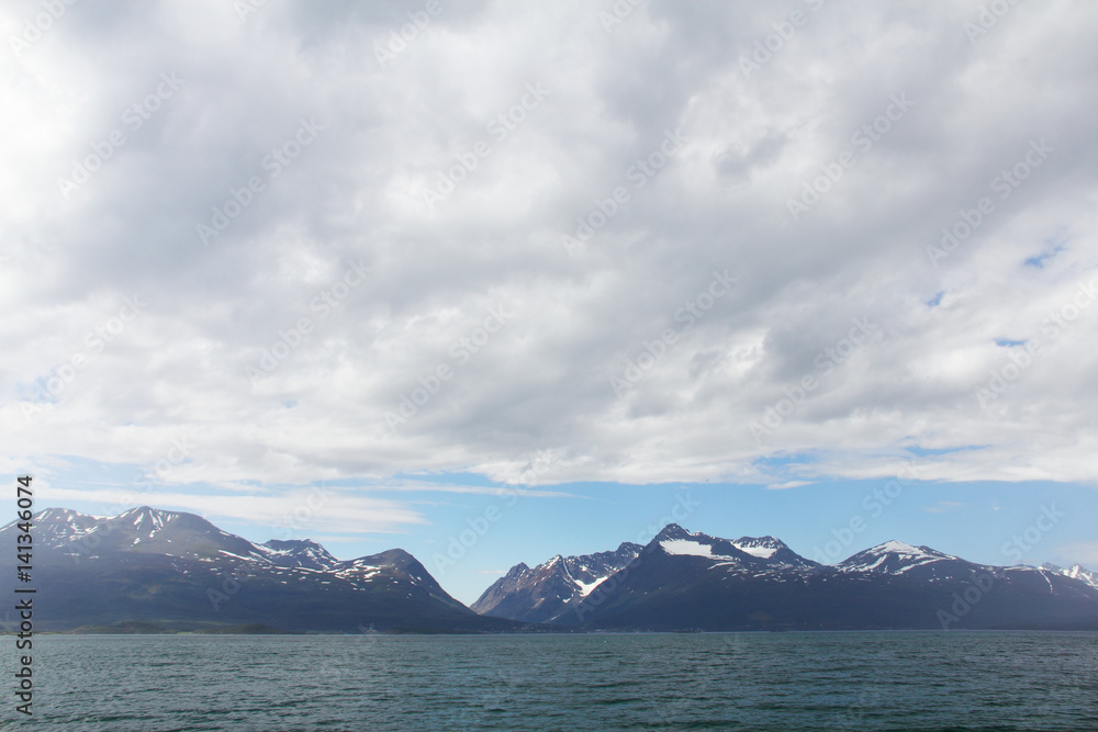 Arctic mountains and fjord