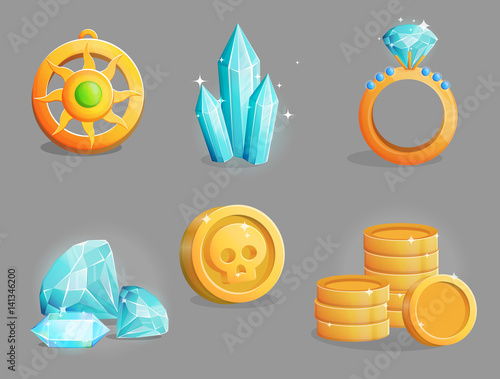 Collection of golden riches, gemstones and jewelry