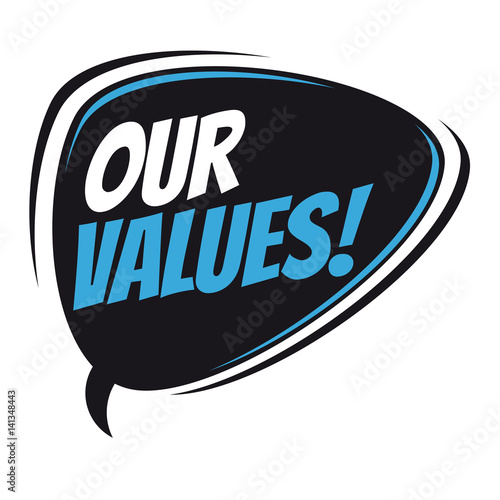 our values retro speech bubble