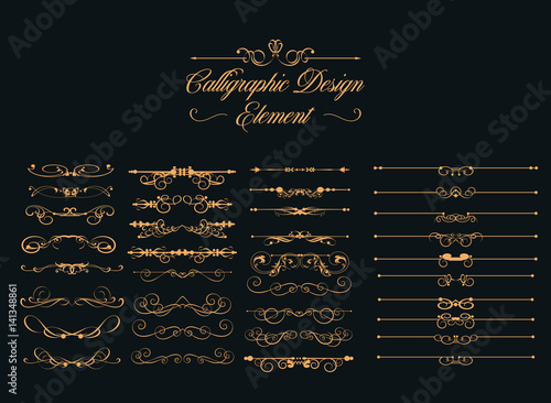 calligraphic design elements set
