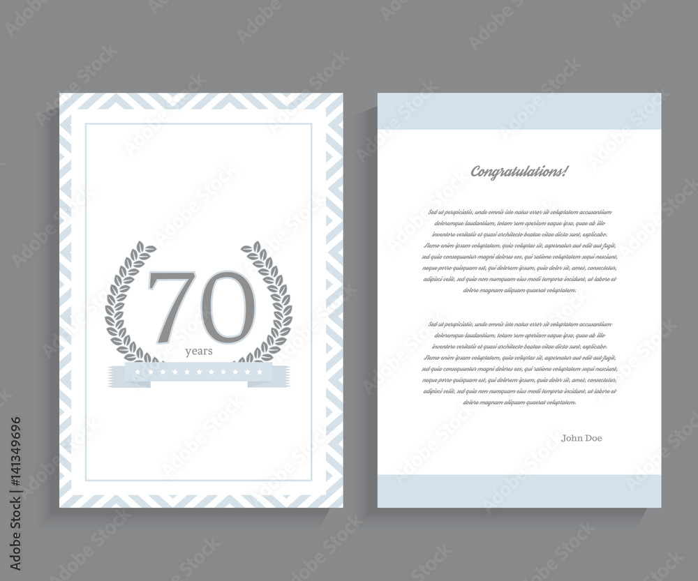 70th anniversary decorated greeting / invitation card template.