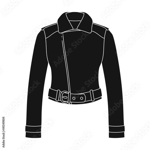 Green youth short leather jackets for confident women.Women clothing single icon in black style vector symbol stock illustration.