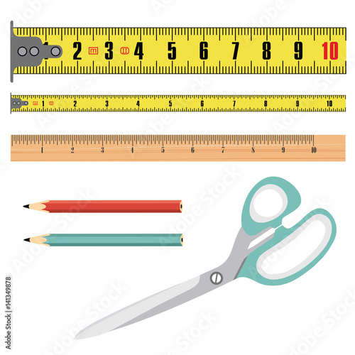 Illustration tape measure length in centimeters, building roulette, measuring device